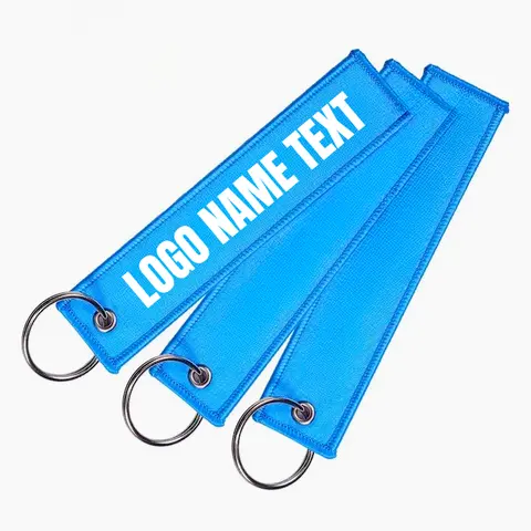 Custom Logo Ribbon Aviation Bag Keyring Print Name Motorcycle Embroidery Webbing Key Chain Personalize Fabric Motor Car Keychain