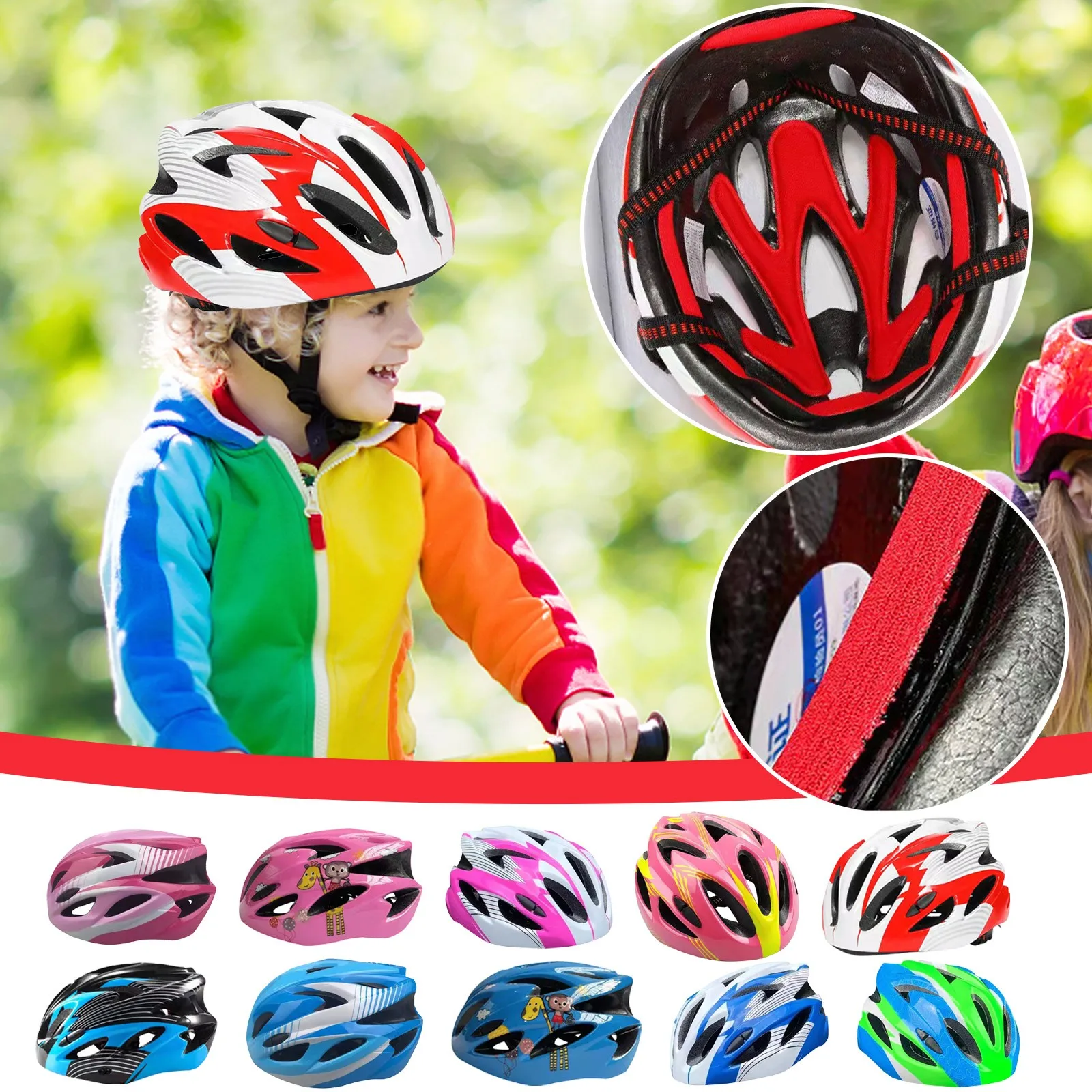 Adjustable Children Bicycle Helmet Scooter Skateboard Riding Safety Kids Cycling Protective Helmets For Bike Skate Scooter Incl