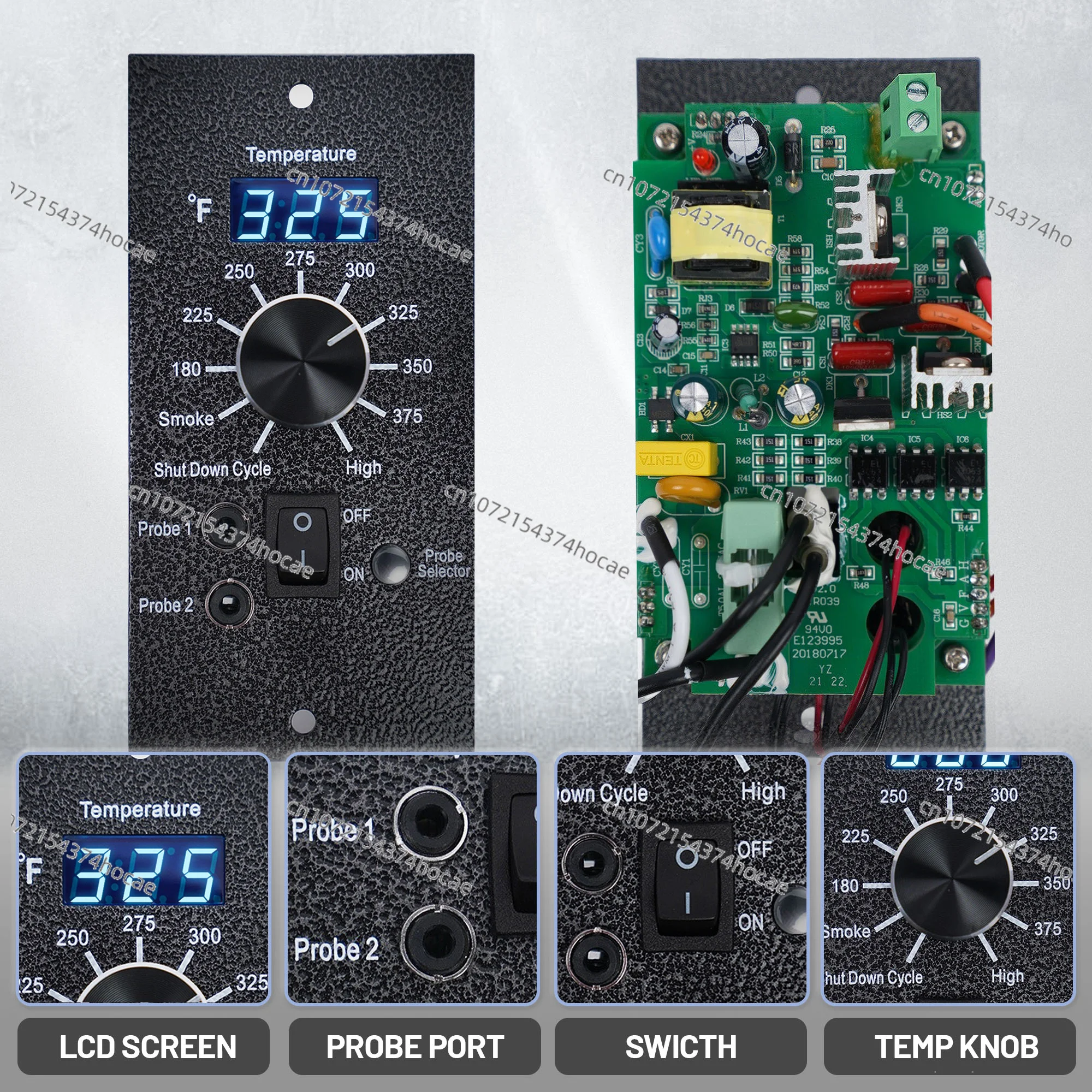 Wi-Fi Enabled PID Controller for Pellet Grill, Digital LCD Meat Thermometer Smoker Replacement Kit
