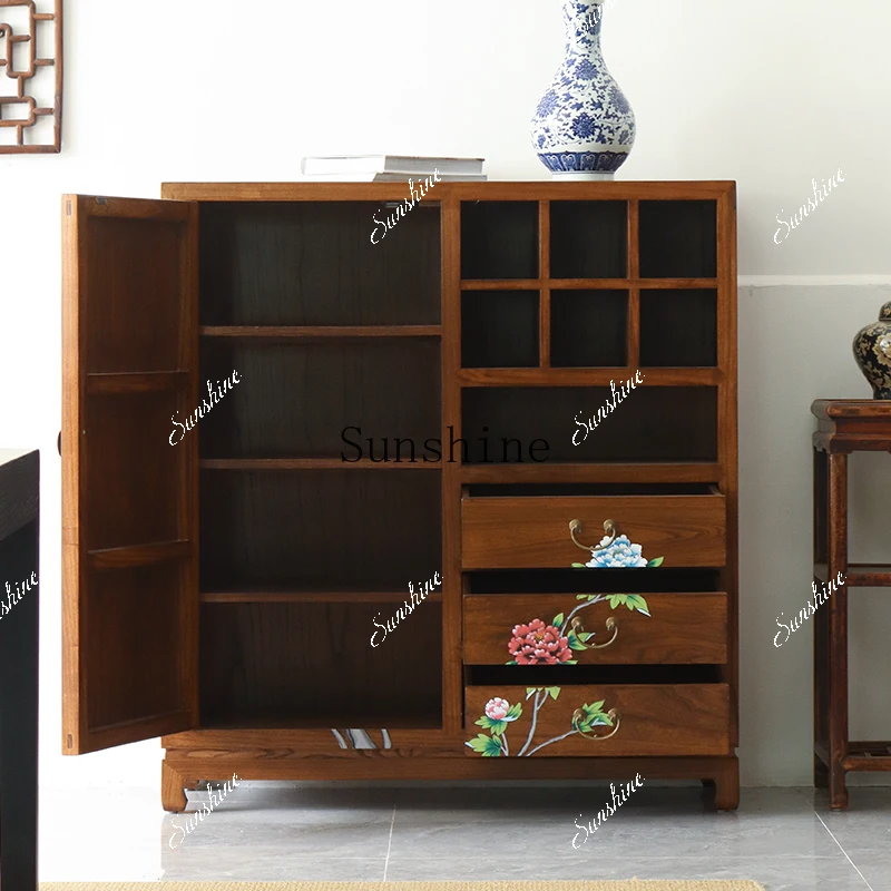 

Chinese-style painted shoe cabinet solid wood tea edge storage porch aesthetics classical furniture FT