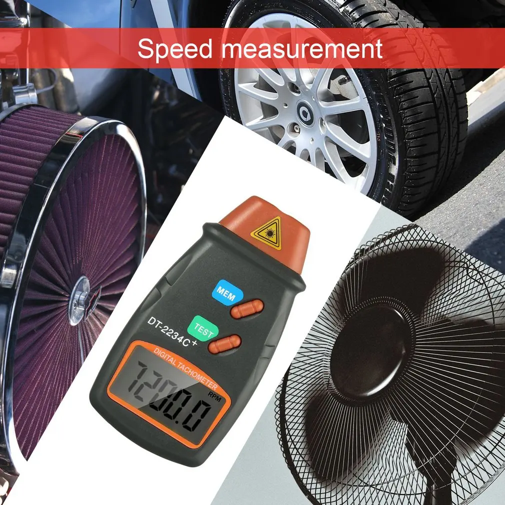 DT2234C+ Handheld LCD Digital Mini Non-contact Laser Photo Tachometer RPM Speed Measurement Meter Speedometer