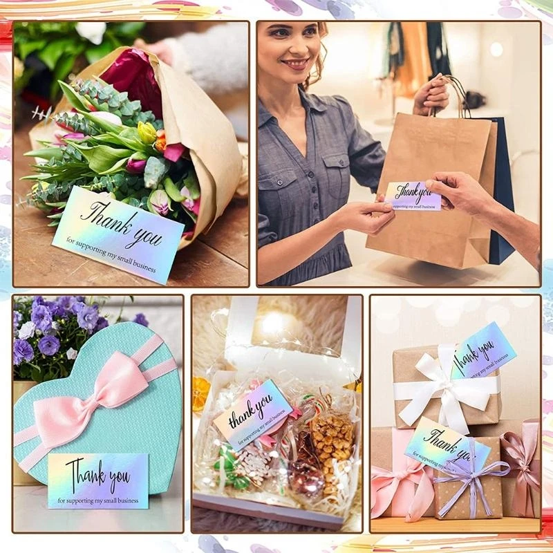 50pcs Thank You for Your Order Business Cards Shopping Purchase Thanks Greeting Cards Appreciation Card for Small Business 5x9cm view 4
