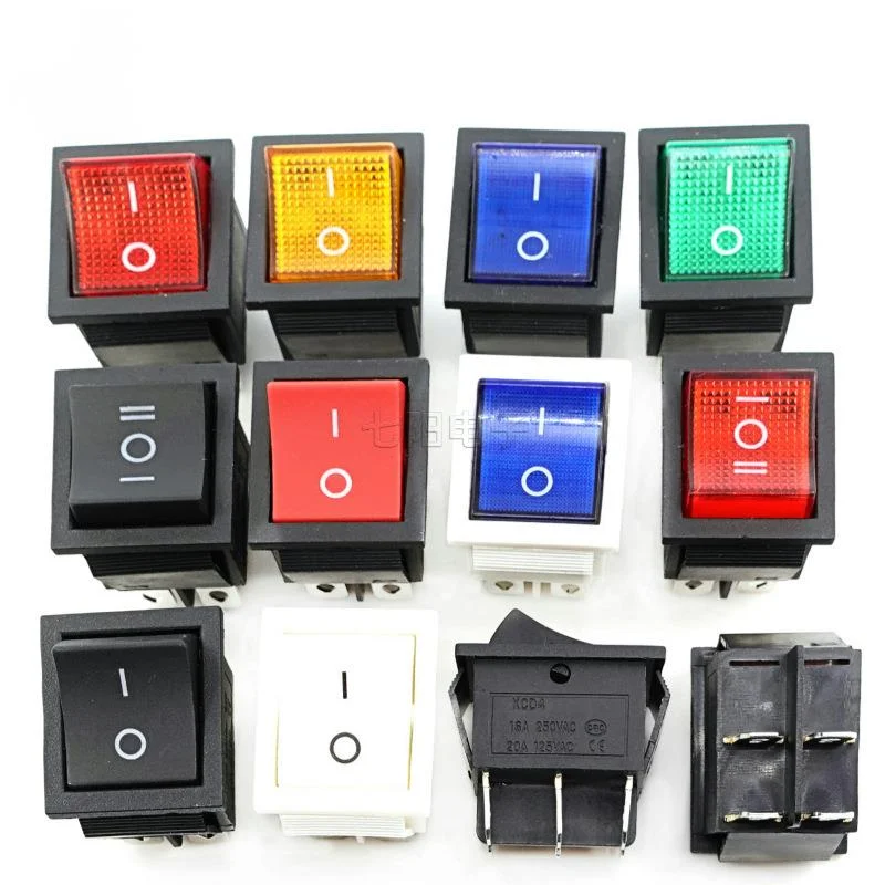 

200pcs KCD4 Ship Type Switch Rocker Power Reset Button Switch 4pin 6pin 2gear 3gear With Light 16A250V