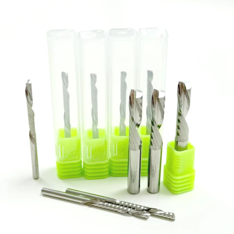 

10 шт./лот 5A левая спираль с одной канавкой 3,175/4/5/6/8 мм-твердосплавная фреза вниз фреза концевая фреза с ЧПУ