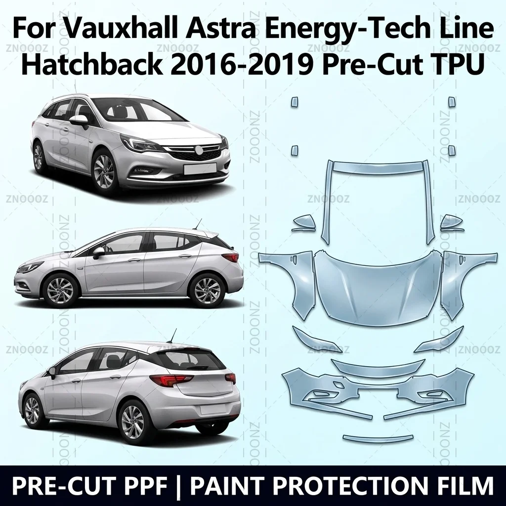 For Vauxhall Astra Energy-Tech Line Hatchback 2016-2019 Pre-Cut TPU PPF Paint Protection Front Kit Self Healing High Hydrophobic