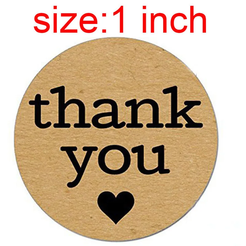 1 inch Natural Kraft Paper Thank You Stickers seal labes 1Inch gift Packaging stationery sticker 50-500pcs Labels