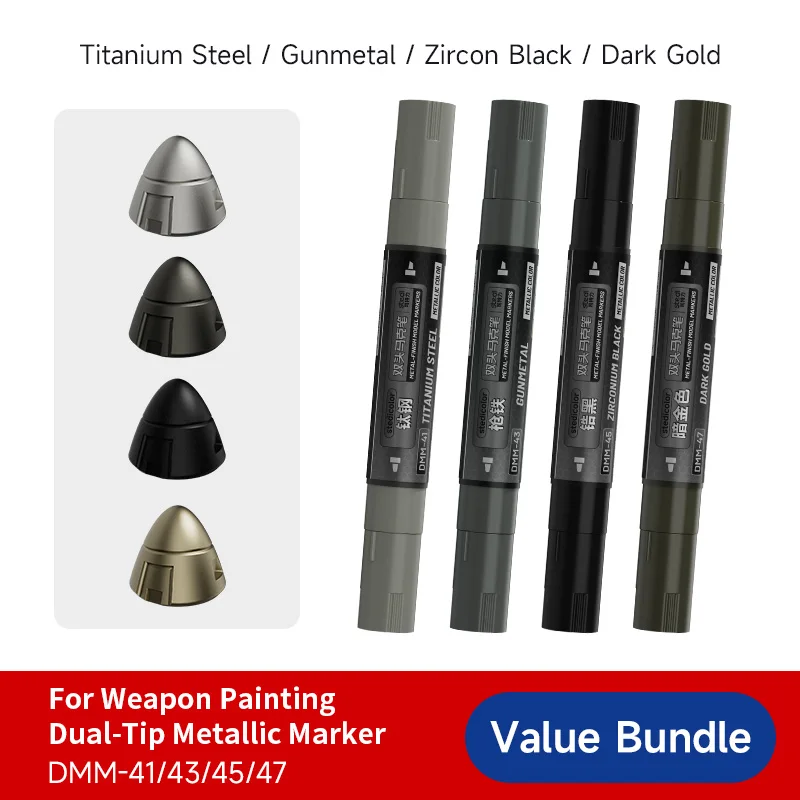 STEDI Watergebaseerde Metallic Finish Dubbelpuntige Marker Pen Harde Punt Fijne & Platte Punt voor Gundam Gunpla Mecha Model Schilderijgereedschap