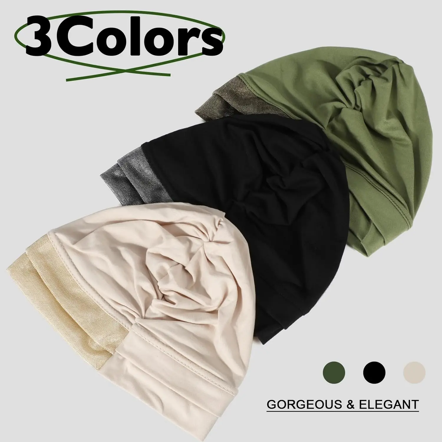 

3-х шт., шапки-хиджабы под шарфом, хиджаб, подмышка, мусульманский внутренний хиджаб, тюрбан, шапки под шапками для мгновенного хиджаба для женщин, шапка для сна