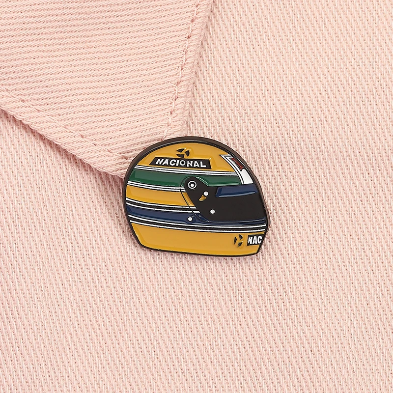 Cartoon helmet alloy badge - cute enamel brooch - lapel metal pin - shirt, bag, clothing fashion accessories - gifts for friends