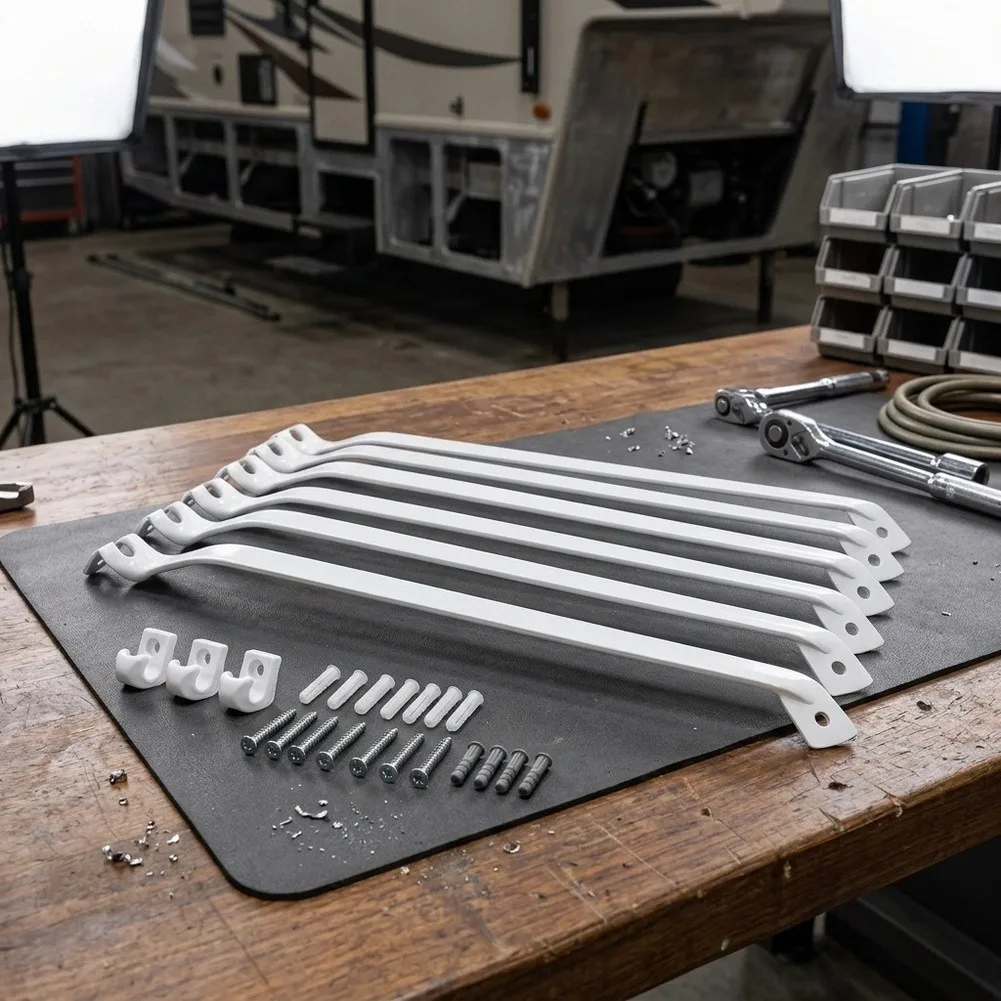 12 Inch Wire Shelf Brackets Kit with Clips and Mounting Hardware for Closets Garages and Retail Storage White Coated Steel