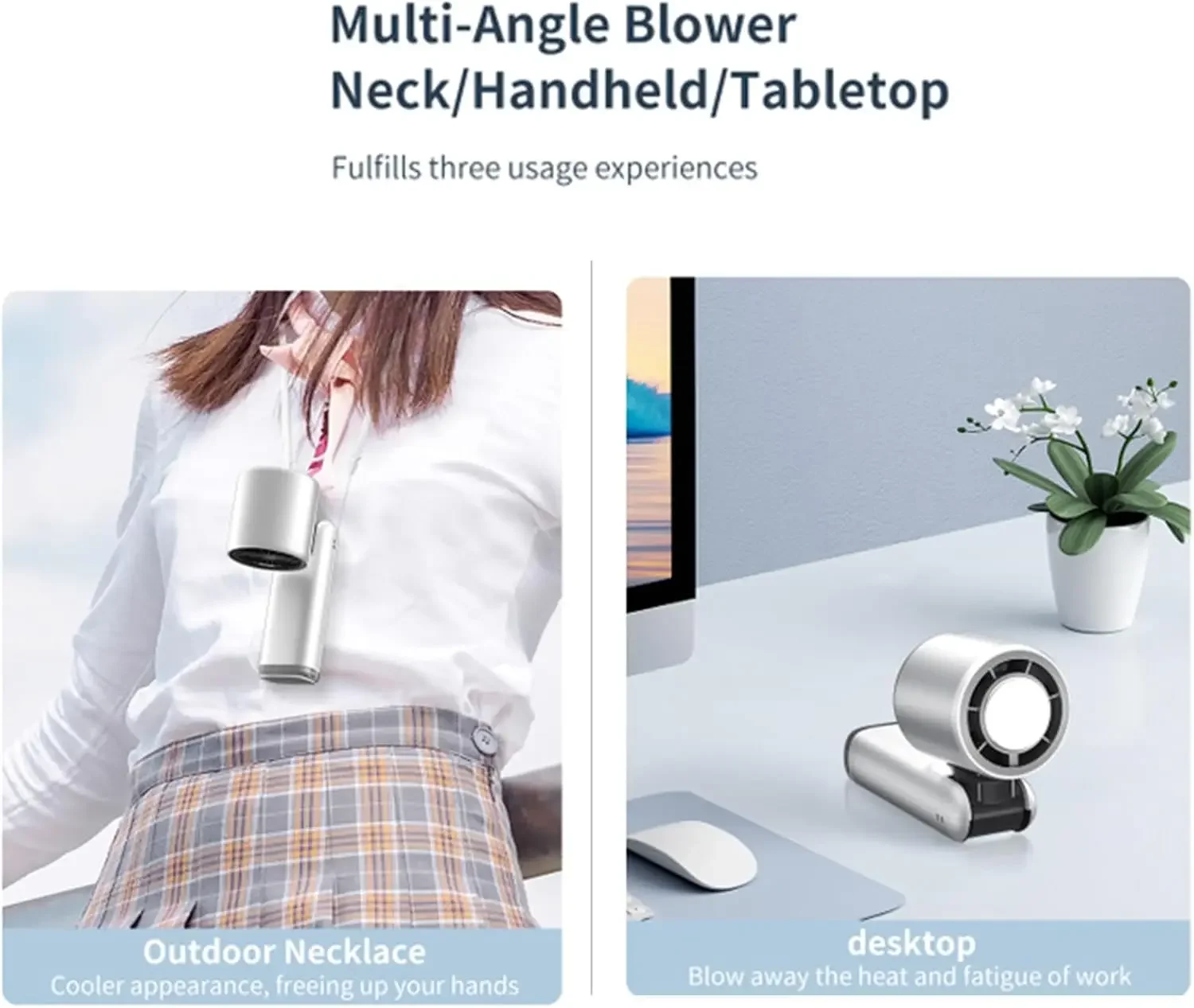 พัดลมเทอร์โบมือถือแบบพกพา 100 เกียร์ลม USB แบบชาร์จไฟได้แบตเตอรี่ดําเนินการได้สูงสุด 3 IN 1 ส่วนบุคคลพร้อม Air Tech Cooling