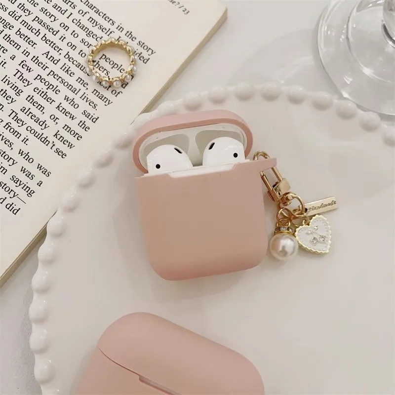 Étui pour écouteurs en silicone rose mignon pour Apple AirPods Pro 2, boîte pour casque, porte-clés coeur d'amour vintage, 1, 2/3