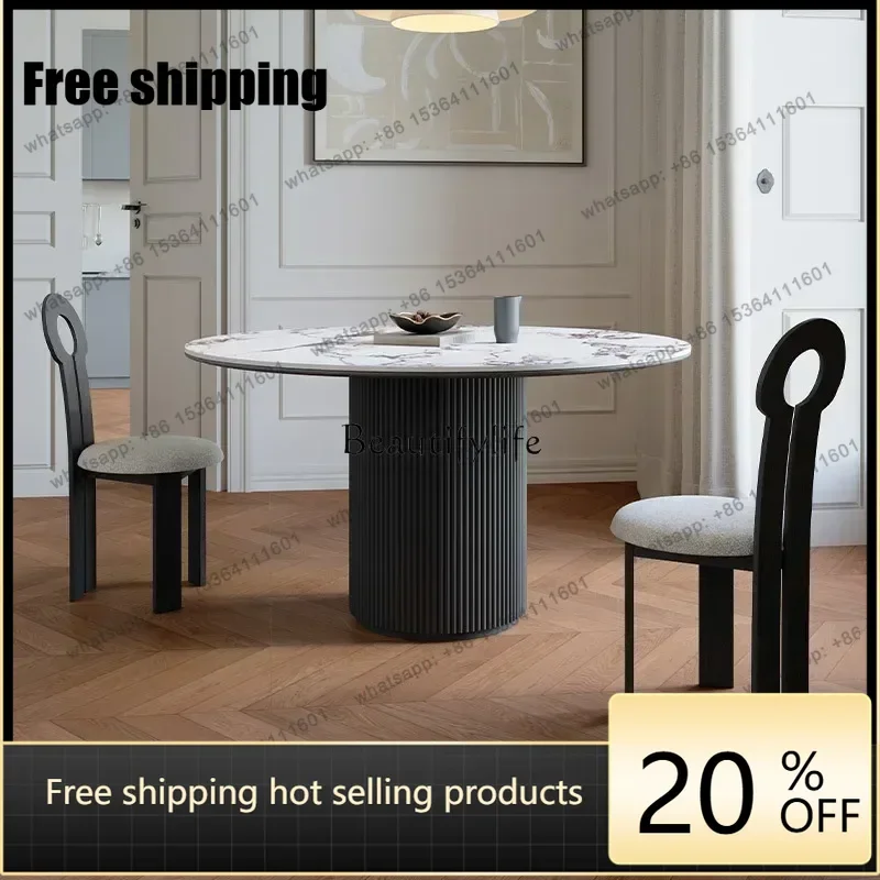Factory DirectSlate dining table Household small apartment French antique rock slab round table