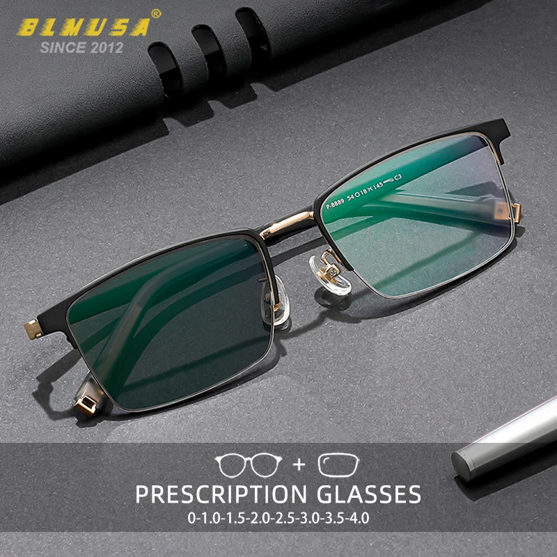 

BLMUSA Ultralight Alloy Men Glasses Anti blue Ray Reading Photochromic Glasses Myopia Hyperopia Prescription Optical Glasses