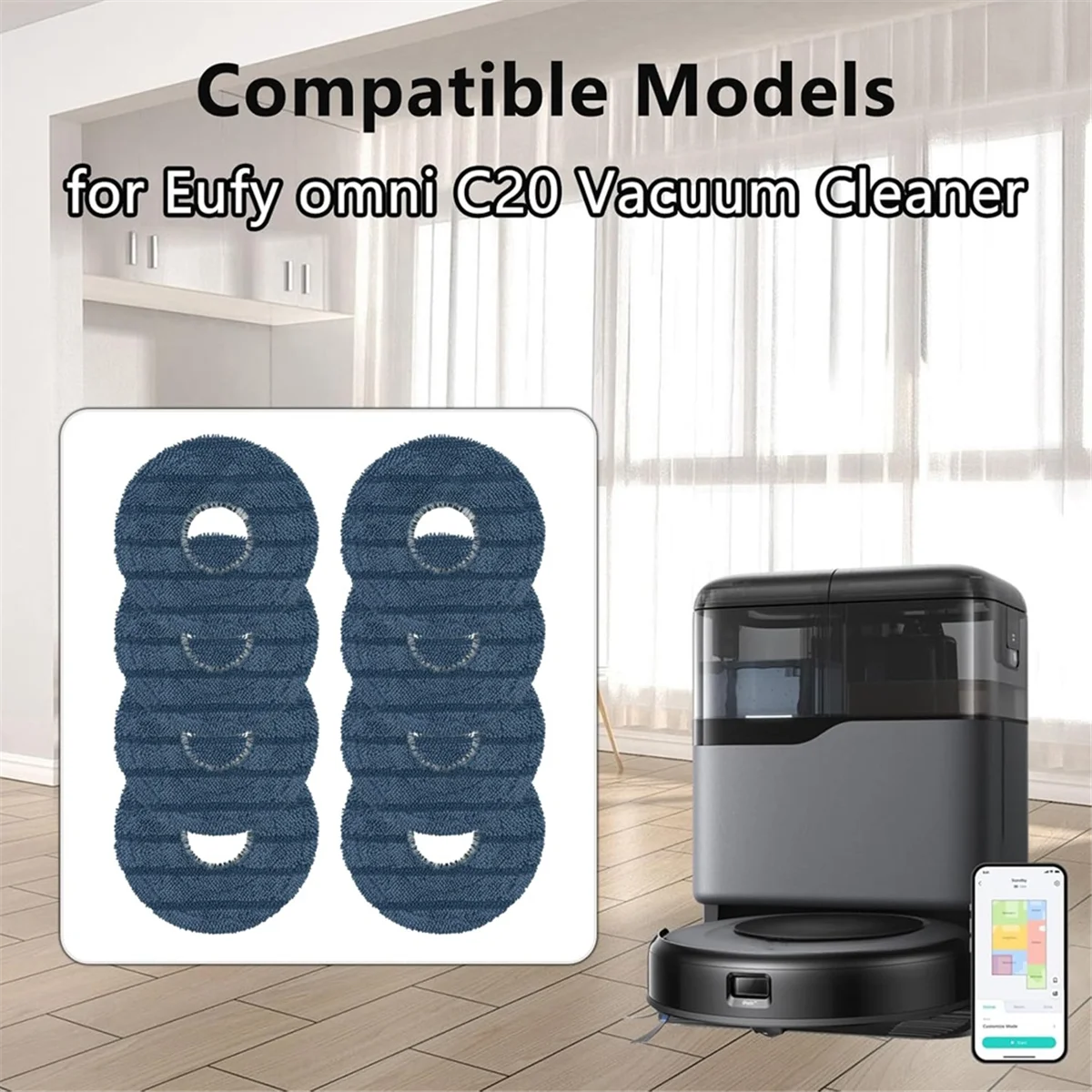 O novo 8 pçs mop almofada de substituição para omni c20 robô aspirador peças lavável esfregando pano mop almofada