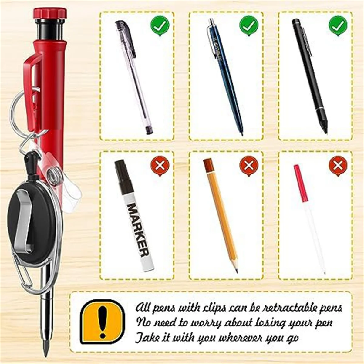 ABJY Mechanical Woodworking Pencil with Retractable Stand, Retractable Pull Pen Holder, Great for Woodworking Architects