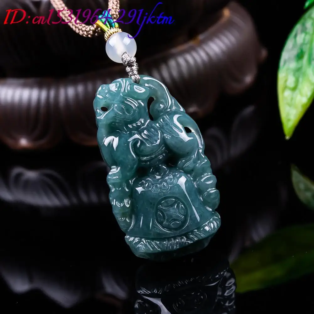 Burmese Jadeite Pixiu Pendant Designer Gemstone Talismans Real Jade Accessories Necklace Fashion Vintage Gifts for Women view 4