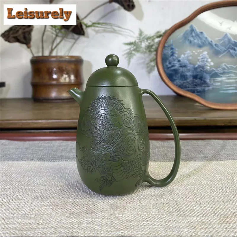 

150ml Authentic Yixing Purple Clay Teapots Handmade High Dragon Egg Pot Raw Ore Green Mud Tea Brewing Kettle Zisha Tea Set Gift