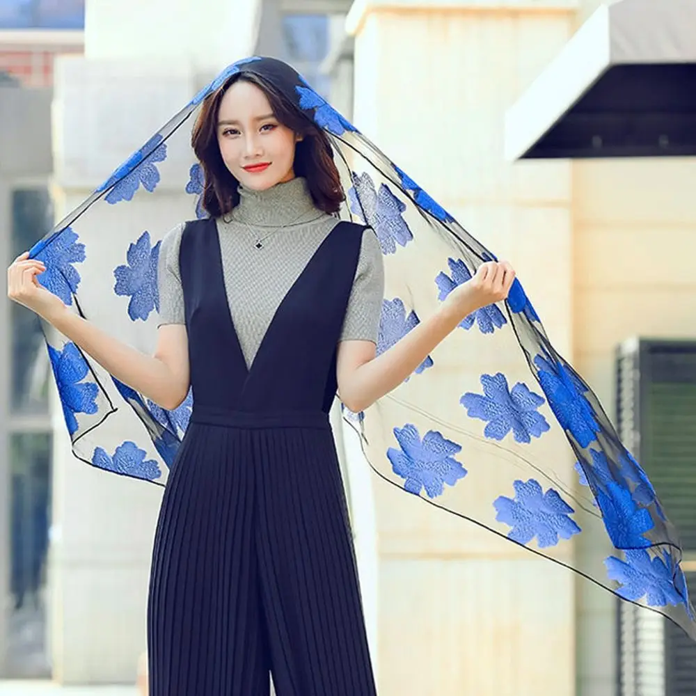 

Summer Lightweight Silk Scarf Organza Gauze Soft Shawls Breathable Sheer Wrap Women
