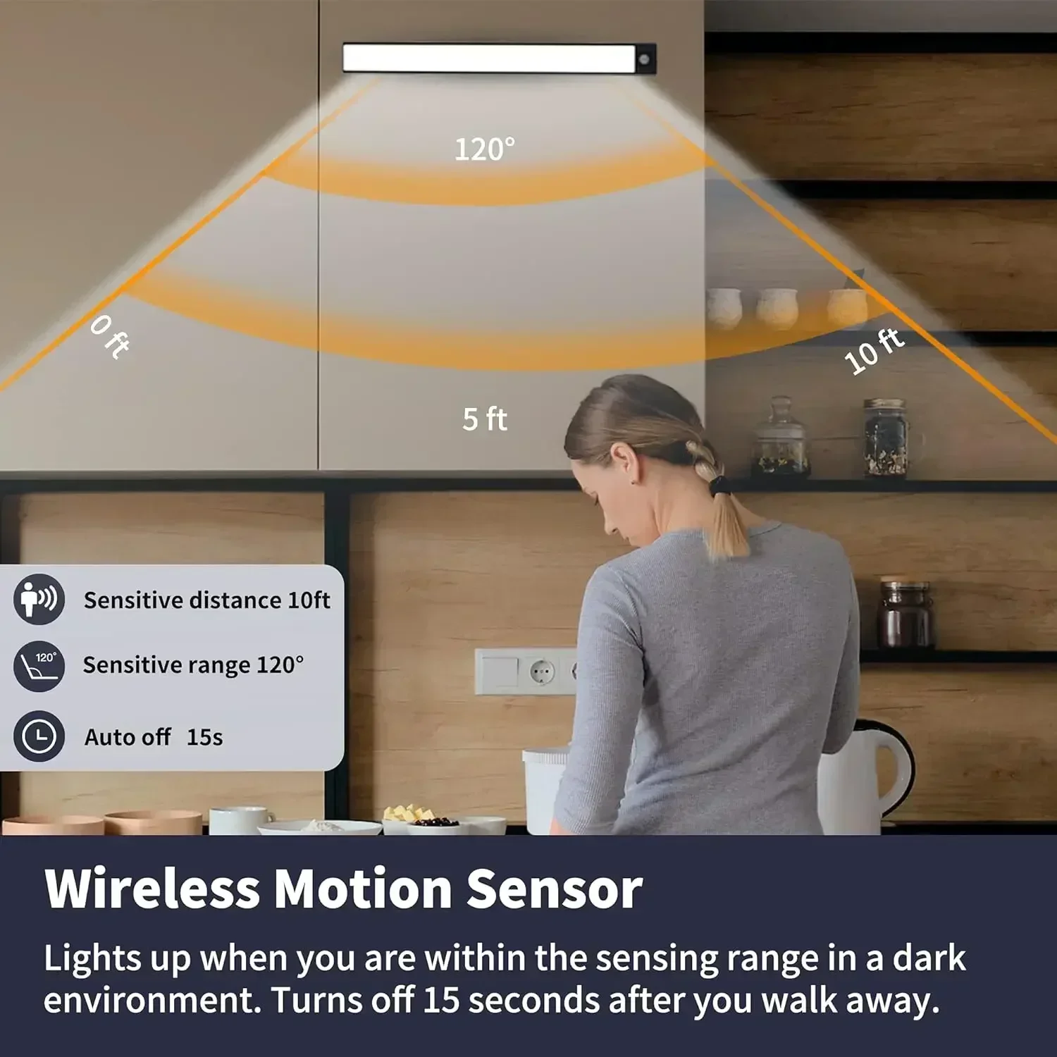 40cm LED Night Light Strip Motion Sensor 1000mAh Rechargeable Cabinet Lamp 3 Colors Dimmable For Bedroom Kitchen Closet Light