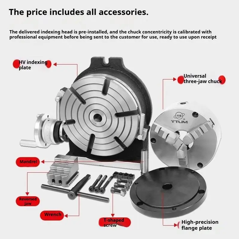 【2026 Hot Selling】ANDUUK OEM ODM 4-14inch Horizontal Vertical Rotary Table with 3 Jaw Chuck 320mm Precision Indexing Head 14'' f