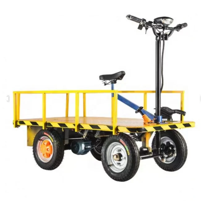 Mobile Warehouse Carrying Handing Electric Hand Trolley Platform Cart Electric trolley cart with Guardrail