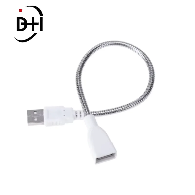 Flexible Metal USB Extension Cable Male to Female Extension Power Supply Cord Metal Hose Tube Wire for USB Light Lamp Bulb 29cm