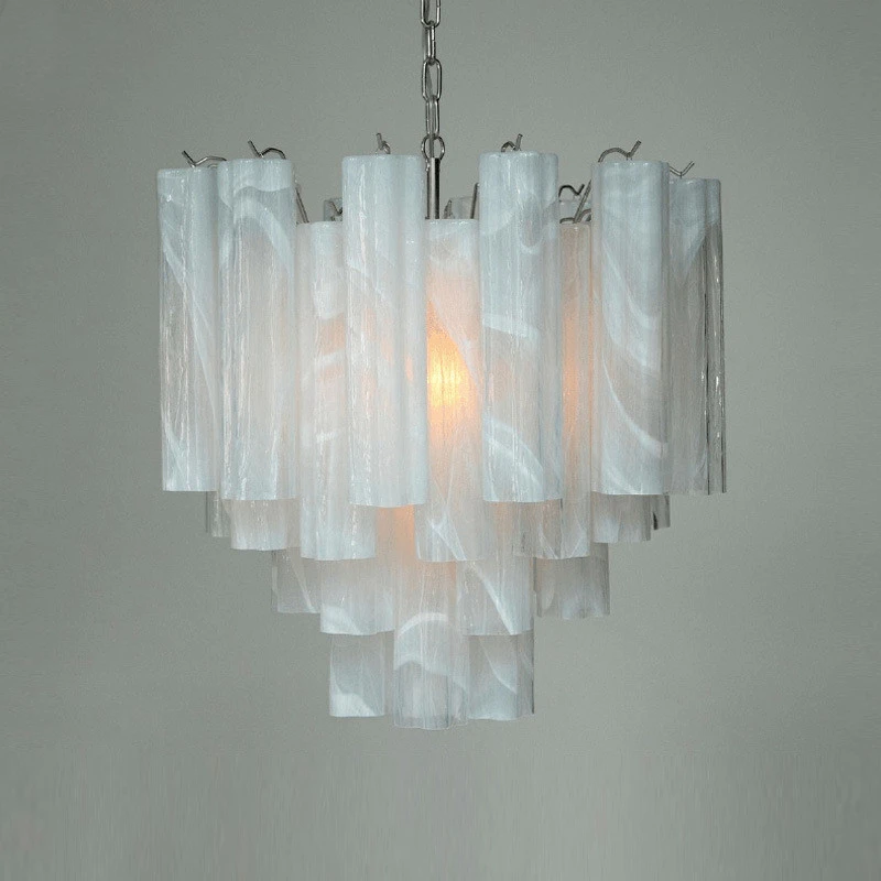 Art Deco Stained Glass Tube Chandeliers Dining Room Kitchen Island Lighting Home Decor Ceiling Mounted Pendant Lamp Luxury