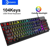 Teclado con cable de 104 teclas, teclado colorido RGB para juegos, teclado de sensación mecánica, teclado estándar para ordenador portátil Windows