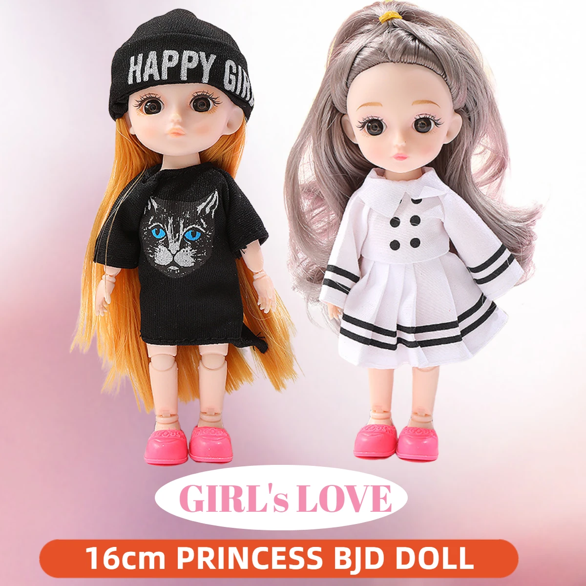 1/12 Scale 16cm BJD Doll with Clothes and Shoes DIY Movable 13 Joints Fashion Princess Figure Happy Girl Gift Child Toys