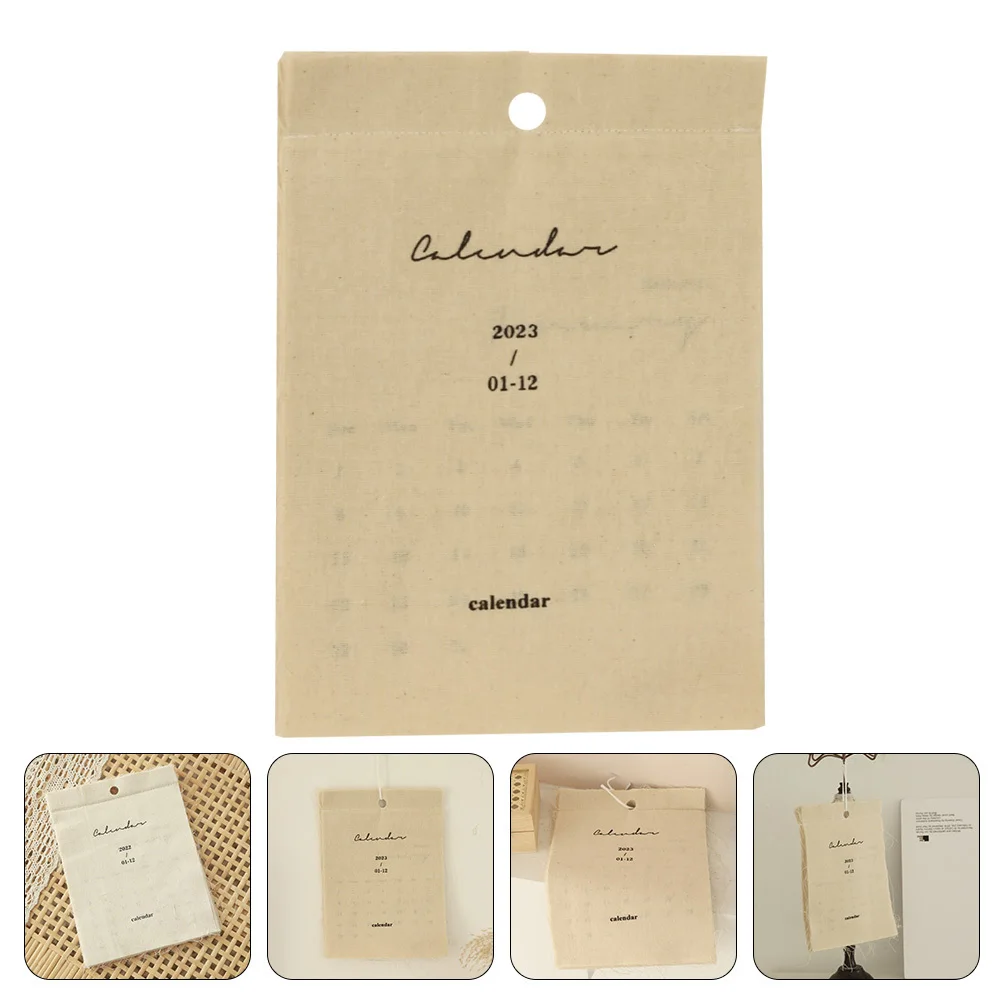 

2023 Cotton Linen Wall Calendar Simple Hanging Decorative Calendar for Home Office Retro Style Background Photo Prop