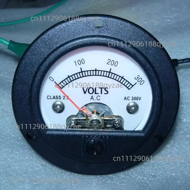 Customization S52 Round Black Pointer Meter, 220V 300V AC Voltmeter, Retro Design Yellow Backlight