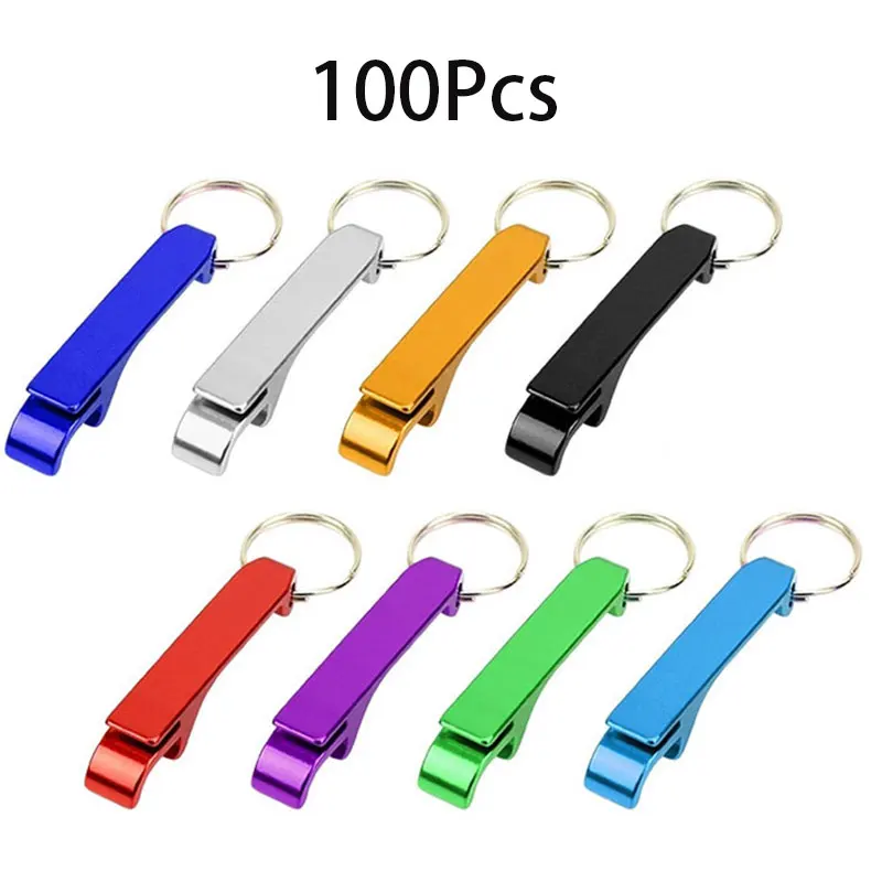 100 Pcs Metal Double Sided House Keychain Wedding Gift Bottle Opener Metal Key Chain Aluminum Wine Beer Bottle Openers