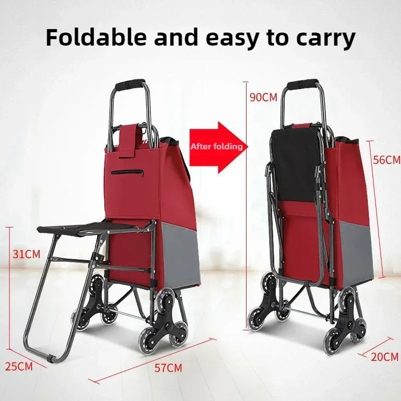Escalier d'escalade pour acheter de l'épicerie, petit chariot avec maison pliante, bagage portable, chariot de conducteur, petit chariot, caddie