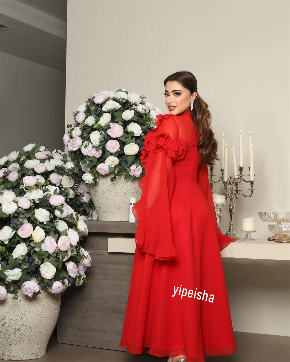 Ball Dress Saudi Arabia Prom Satin Pleat Graduation A-line High Collar Bespoke Occasion Gown Midi Dresses