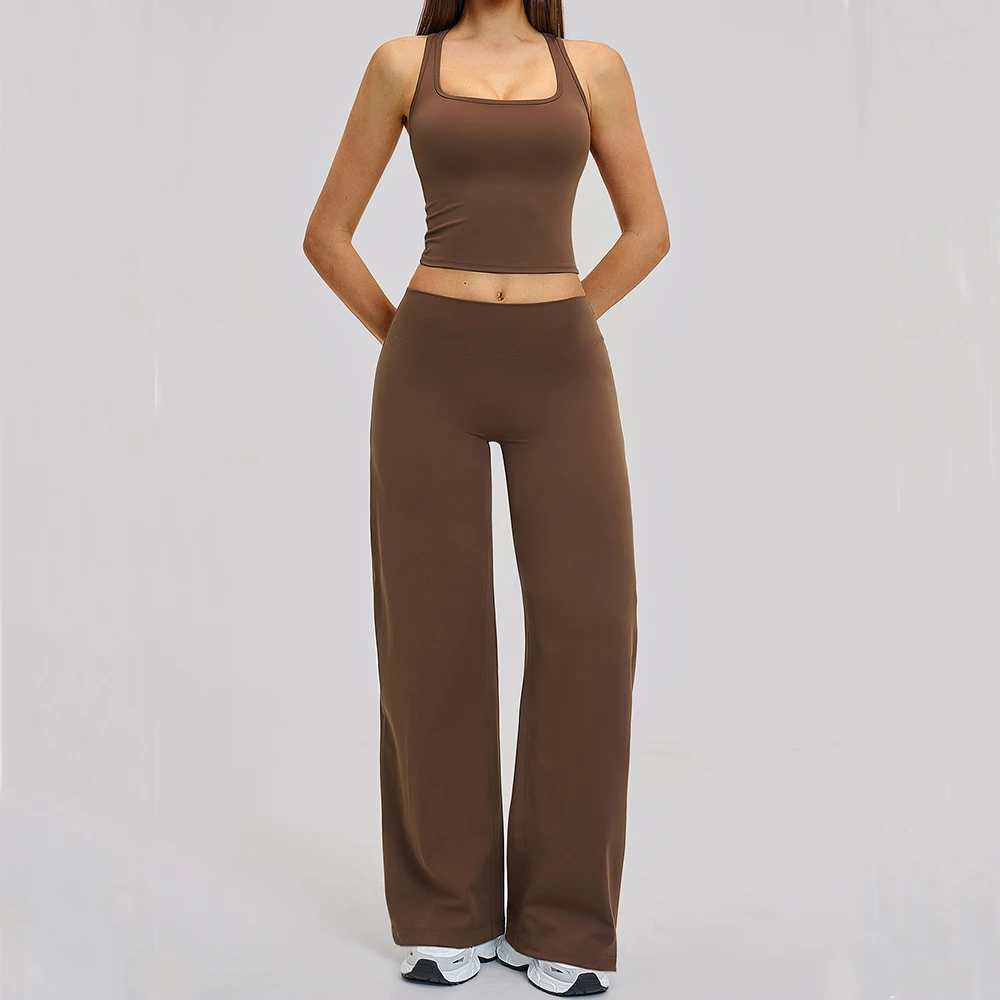 

Комплект для йоги: женский спортивный костюм, одежда для фитнеса, женские комплекты из 2 предметов, расклешенные брюки, спортивный бюстгальтер, дышащая спортивная одежда