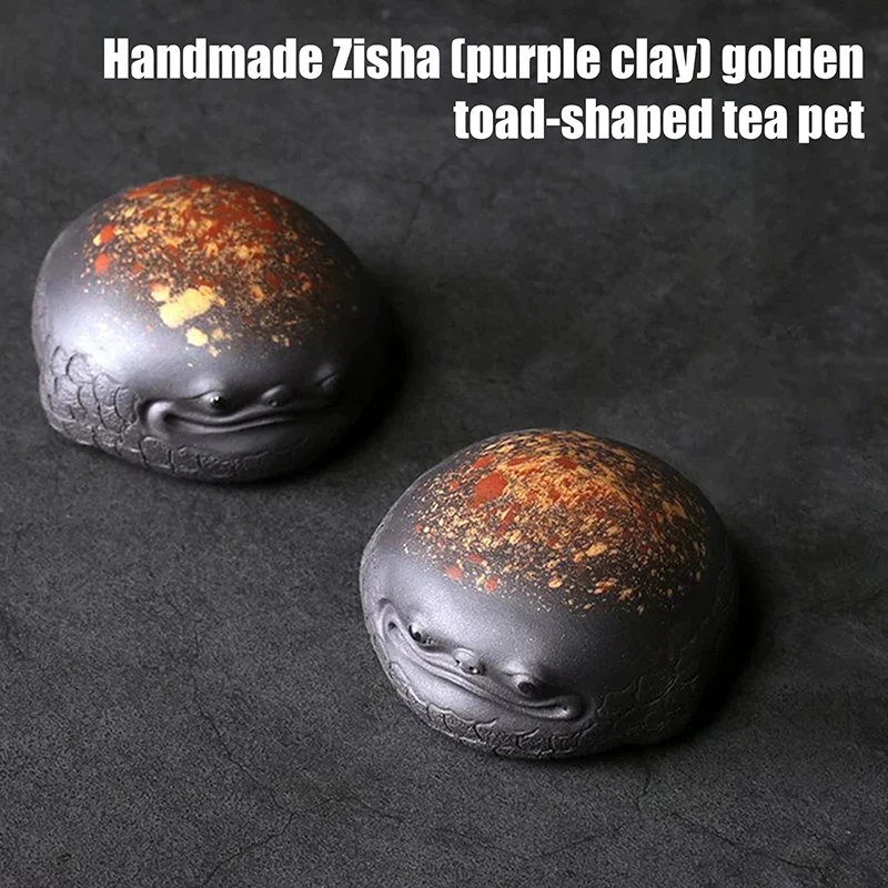 Three-legged Toad Purple Clay Tea Pet Ornaments Handmade Animal Statue Tea Figurine Crafts Sculpture Tea Set Decoration Gifts