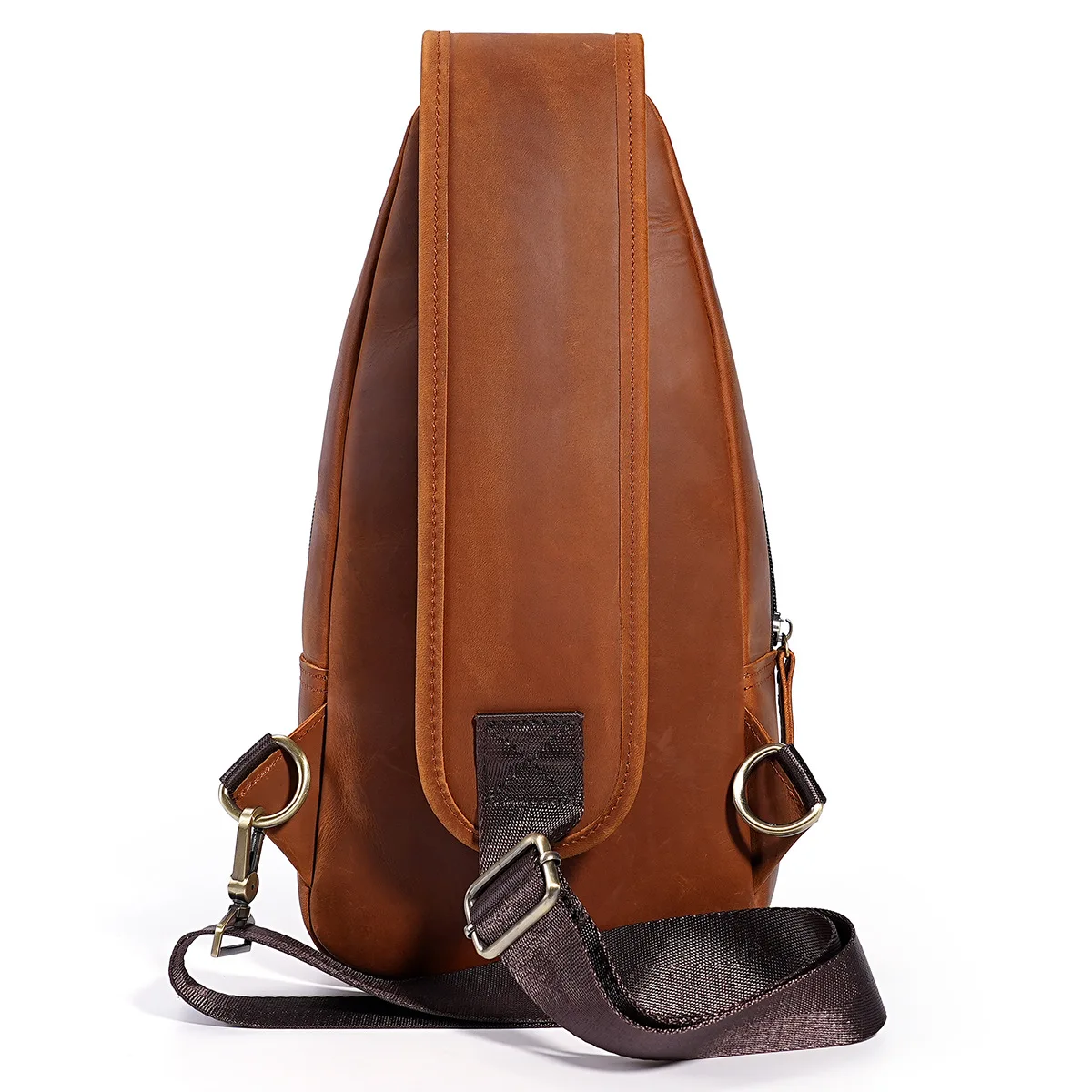 New Man Bag Crazy Horse Leather Chest Bag Top Layer Cowhide Unisex Crossbody Bag Outdoor Sports Travel Casual Shoulder Bag