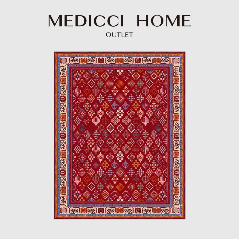 Medicci Home Exoticism Style Hand Tufted Morocco Red Throw Rug INS Trendy Carpet Kilim Persian Traditional Mat For Living Room