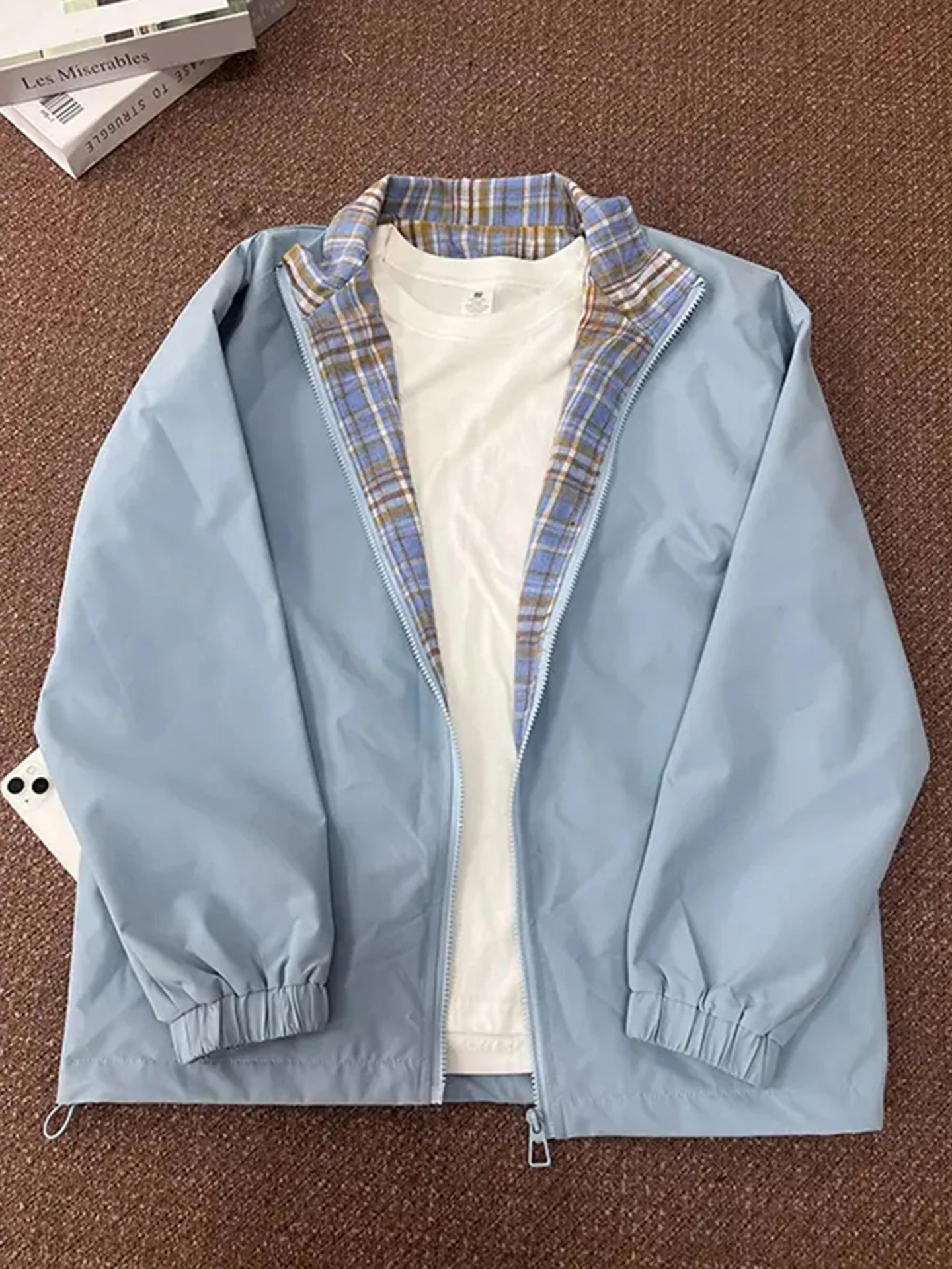 

Мужская осенняя куртка Cleanfit Blue Plaid Patchwork: высококачественная летная куртка в американском стиле для пар, бейсбольная форма