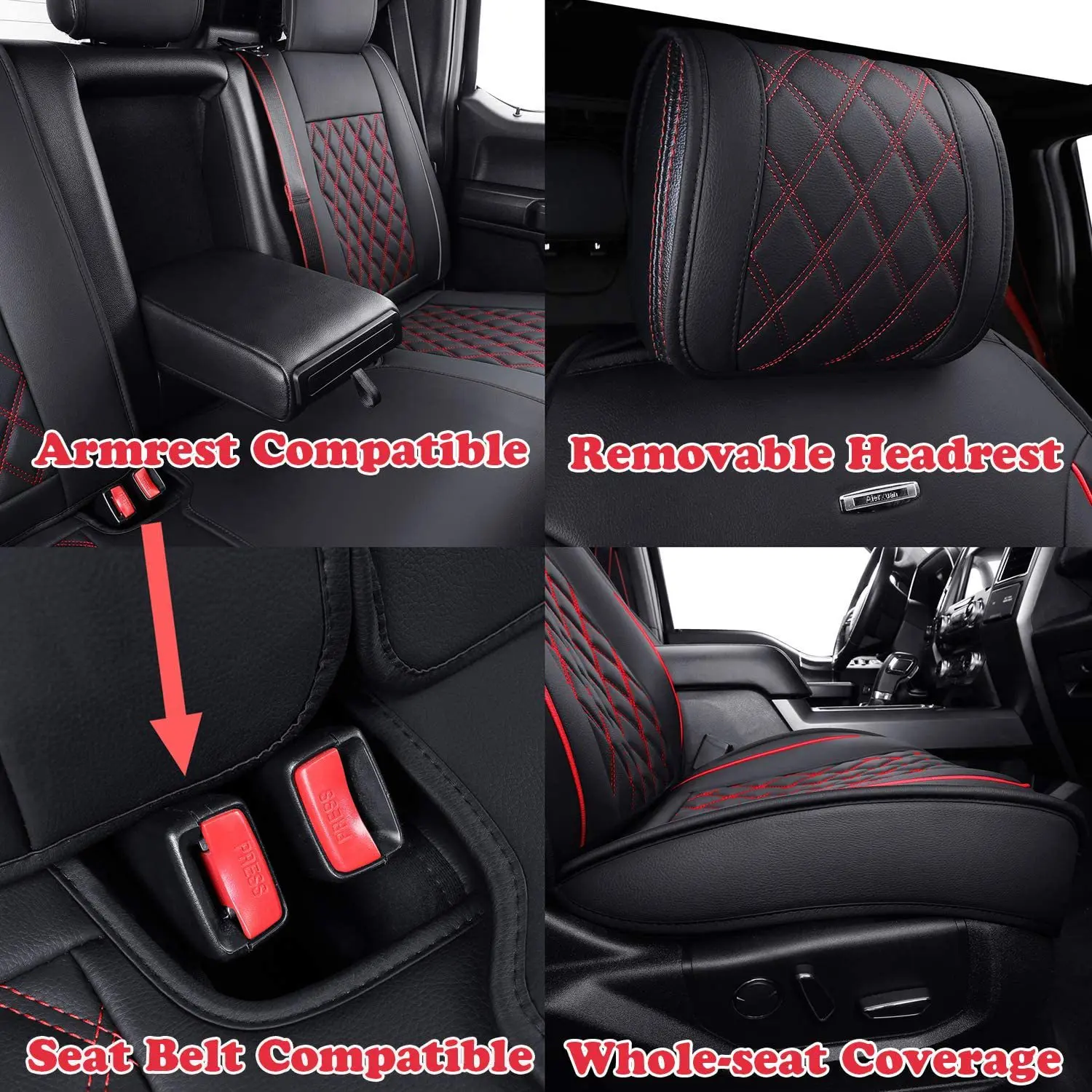 Coprisedili Set completo in pelle impermeabile resistente per camioncino adatto per Ford F150 dal 2009 al 2023 e dal 2017 al 2023 F250 F350 F450