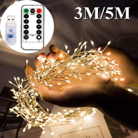 3M 5M Copper Wire LED USB Remote Control String Lights Firecracker Fairy Garland Lamp for Christmas Window Wedding Party Decor