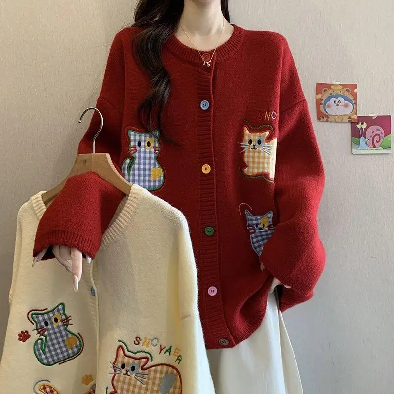 

Fresh Autumn and Winter Loose Sweater Jacket Korean Version Sweet Knitwear Fashion Homewear Sleeveless Vest Woman Women's Knit
