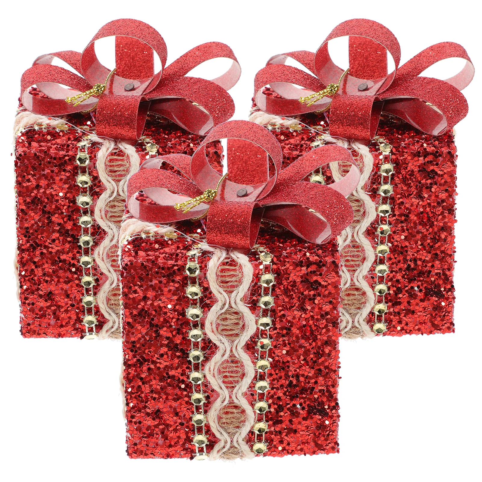 

3 Pcs Christmas Tree Pendant Mini Present Boxes Small Favor Party Hanging Decors