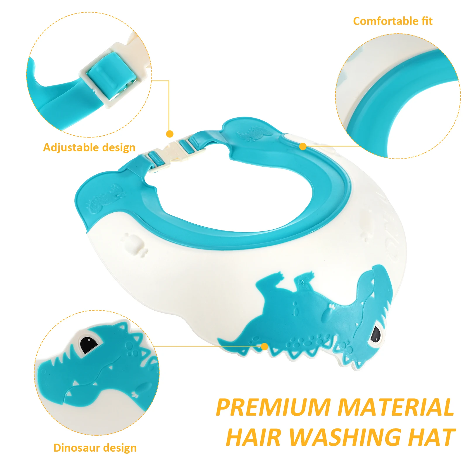 

4Pcs Dinosaur Design Baby Hair Washing Hats Kids Shower Caps Adjustable Bath Time Companion Shampoo Shield