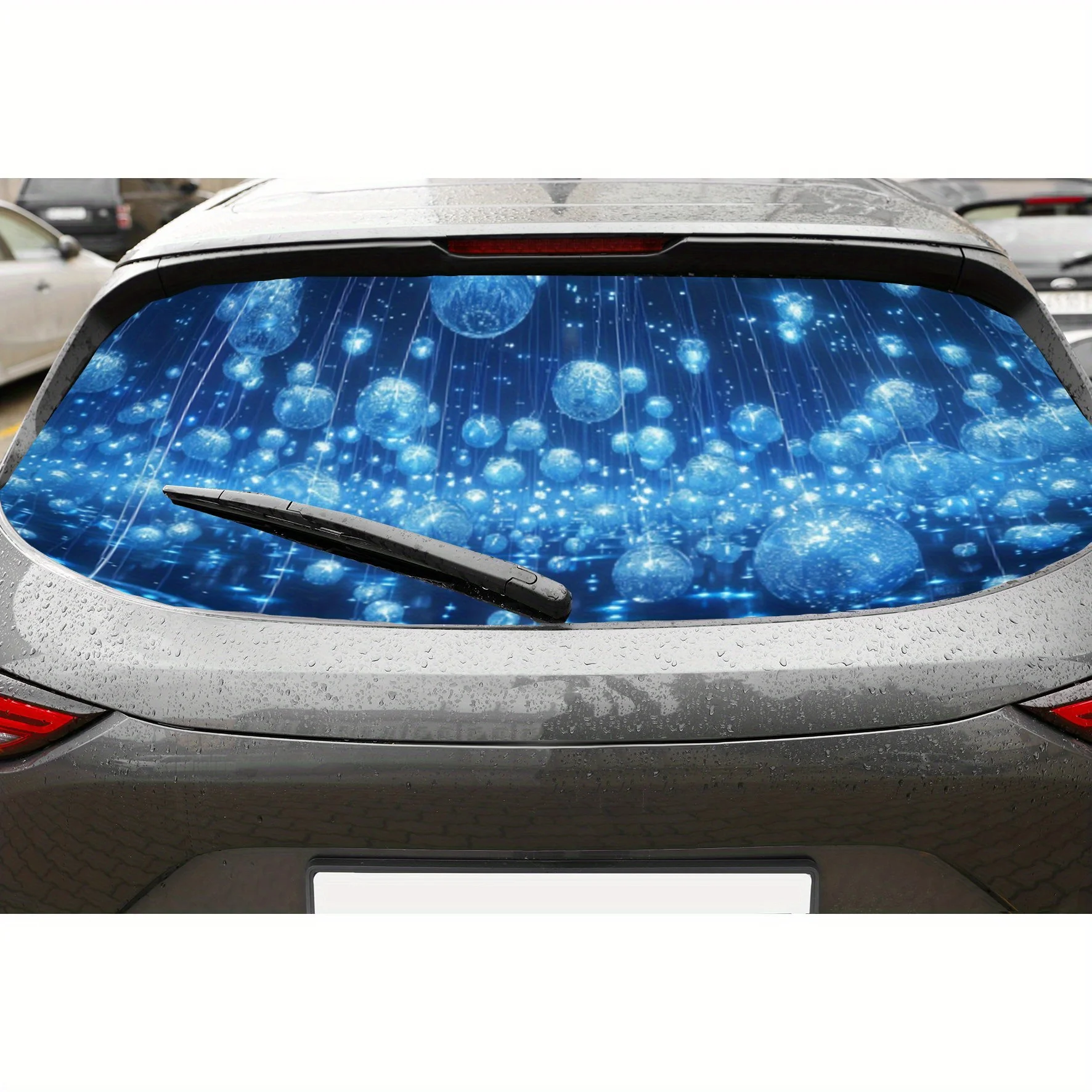 

Dreamy Blue Bubble PVC Perforated Car Vinyl Wraps, Privacy Enhancing Design for Rear Window, Car Rear Windshield Sticker for Mos