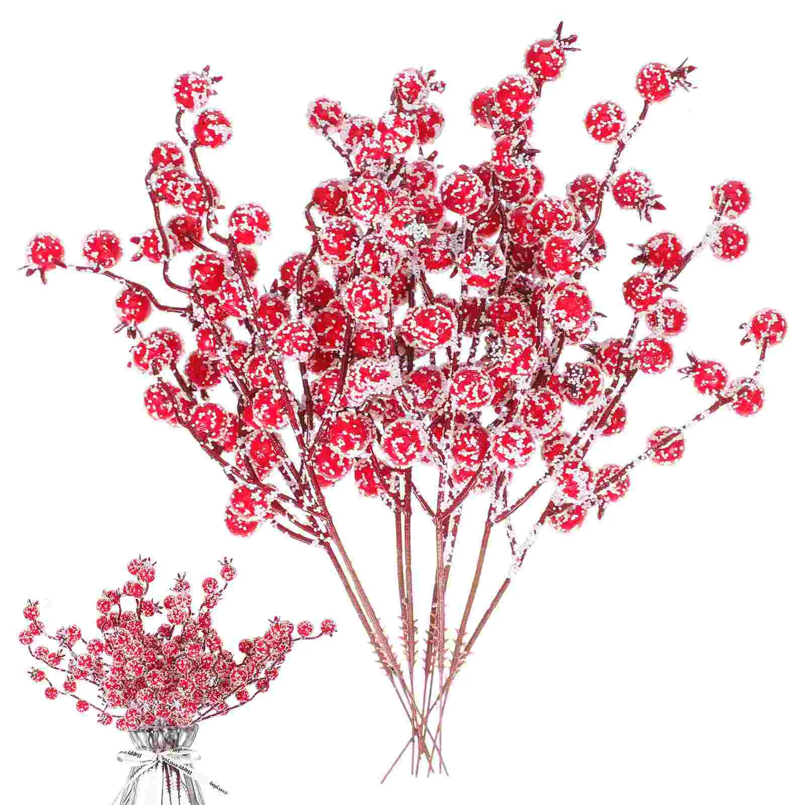 10 Pcs Christmas Tree Decoration Red Fruit Artificial Berry Picks Row of Lights