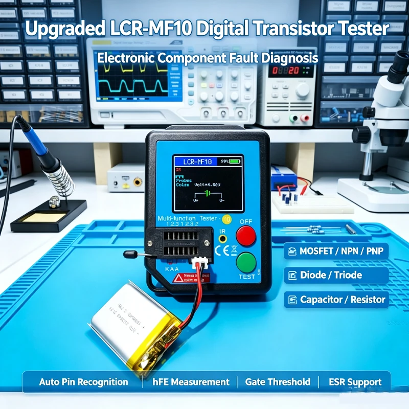 LCR-MF10 Multifunction Tester TFT LCD Screen, for Testing Diodes, Capacitors Resistors MOSFET NPN PNP Transistor Tester