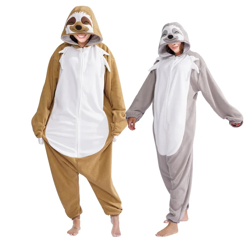 

Zipper Adult Animal Brown Sloth Kigurumi Onesies Pajamas Cartoon Soft Fleece Gift Halloween Cosplay Costumes Jumpsuits