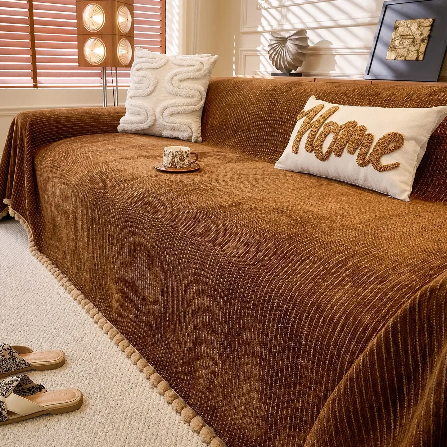 Full Protection Sofa Cover Waterproof & Scratch Resistant Thick Chenille for 2/3/4 Seater Living Room